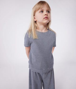 Children's Cotton Pyjamas with Short Sleeves and Wide Stripy Legs