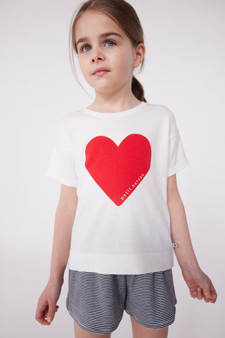 Children's Short-Sleeved Heart Print Cotton Pyjamas