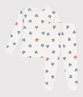 Children's Heart Print Long-Sleeved Cotton Pyjamas