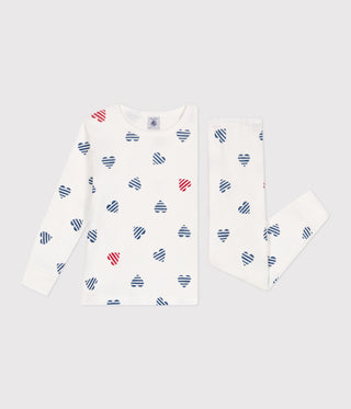 Children's Heart Print Long-Sleeved Cotton Pyjamas