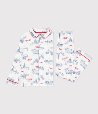 Children's Long-Sleeved Paris Print Cotton Pyjamas