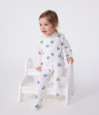 Babies' Long-Sleeved Stripy Heart-Patterned Cotton Pyjamas