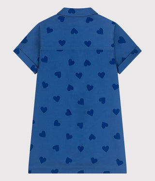 Children's Short-Sleeved Heart-Patterned Cotton Dress