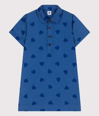 Children's Short-Sleeved Heart-Patterned Cotton Dress