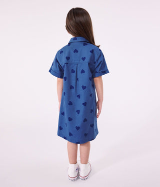 Children's Short-Sleeved Heart-Patterned Cotton Dress