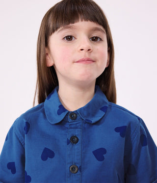 Children's Short-Sleeved Heart-Patterned Cotton Dress