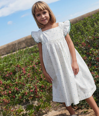 Children's Sleeveless Cotton Long Dress With Spots