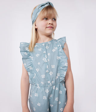 Children's Sleeveless Floral Cotton Jumpsuit