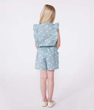 Children's Sleeveless Floral Cotton Jumpsuit