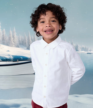 Boy's Long-Sleeved Plain Cotton Shirt