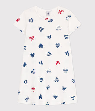 Girls' Stripy Heart Cotton Nightdress