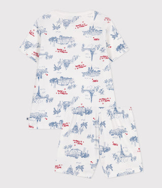 Children's Paris Print Short-Sleeved Cotton Pyjamas