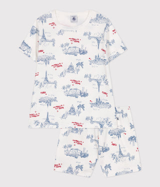 Children's Paris Print Short-Sleeved Cotton Pyjamas