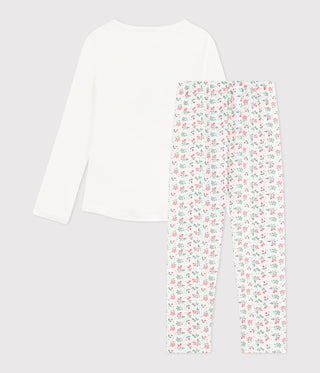 Girls' Floral Print Long-Sleeved Cotton Pyjamas