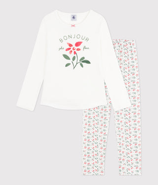 Girls' Floral Print Long-Sleeved Cotton Pyjamas