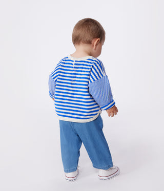 Babies' Long-Sleeved Stripy Cotton T-shirt