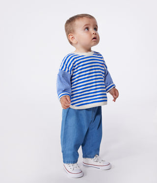 Babies' Long-Sleeved Stripy Cotton T-shirt