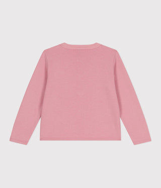 Girls' Heart Printed Plain Fleece Cardigan