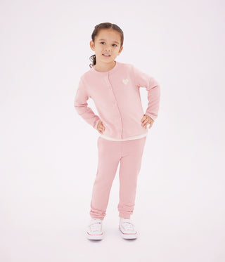 Girls' Heart Printed Plain Fleece Cardigan