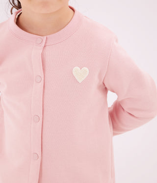 Girls' Heart Printed Plain Fleece Cardigan