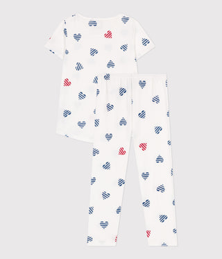 Children's Stripy Heart Print Short-Sleeved Cotton Pyjamas