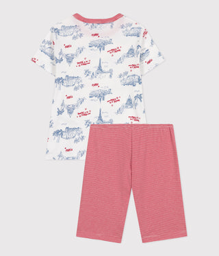 Children's Midi-Length Paris Print Cotton Short-Sleeved Pyjamas