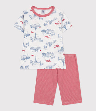 Children's Midi-Length Paris Print Cotton Short-Sleeved Pyjamas