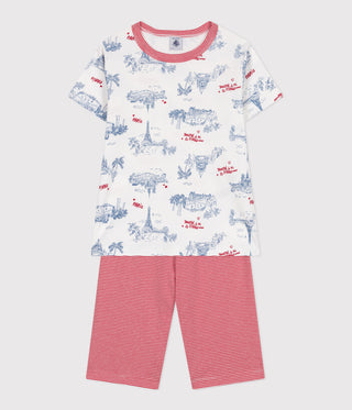 Children's Midi-Length Paris Print Cotton Short-Sleeved Pyjamas