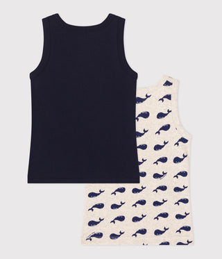 Children's Whale Print Cotton Vest Tops - 2-Pack