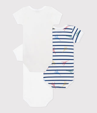 Babies' Paris-Themed Short-Sleeved Cotton Bodysuits - 3-Pack