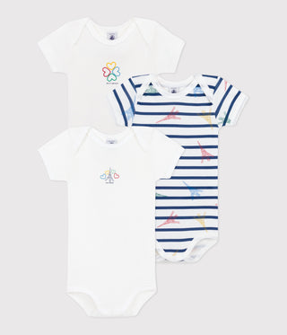 Babies' Paris-Themed Short-Sleeved Cotton Bodysuits - 3-Pack