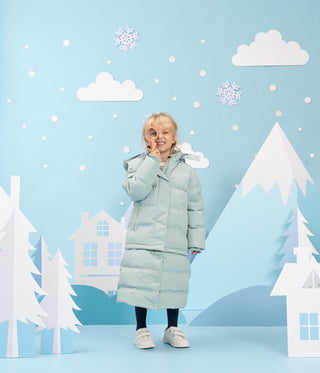 Children's Long Down Jacket with Detachable Hem