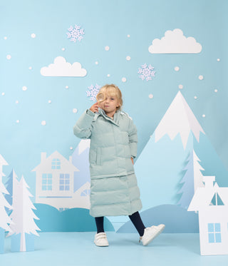 Children's Long Down Jacket with Detachable Hem