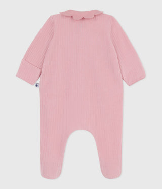 Babies' Plain Velour Pyjama Suit With a Collar