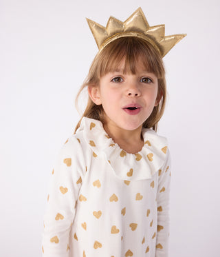 Girls' Golden Heart Print Velour Fancy Dress Nightdress 