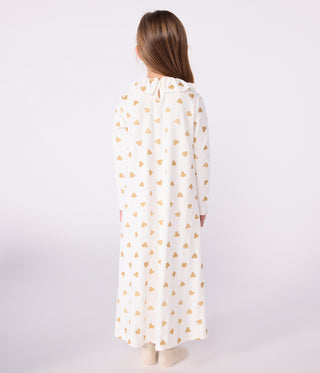 Girls' Golden Heart Print Velour Fancy Dress Nightdress 