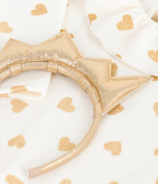 Girls' Golden Heart Print Velour Fancy Dress Nightdress 