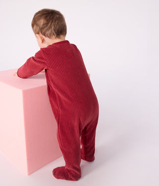 Babies' Heart Print Velour Pyjama Suit