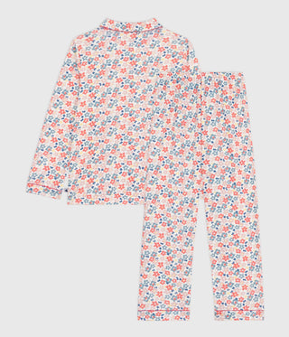 Girls' Long-Sleeved Buttoned Printed Cotton Pyjamas