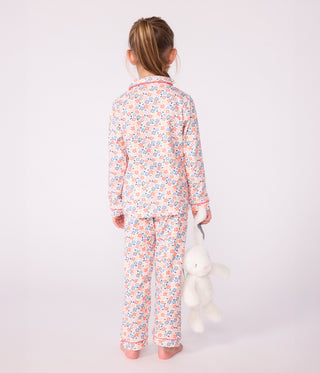Girls' Long-Sleeved Buttoned Printed Cotton Pyjamas