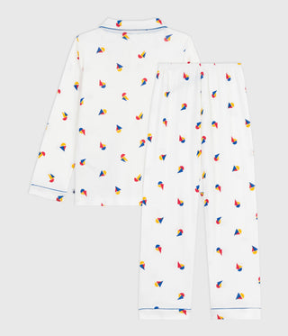 Children's Long-Sleeved Buttoned Printed Cotton Pyjamas