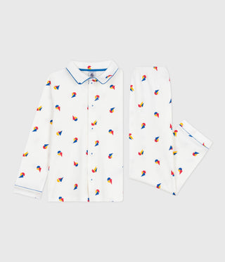 Children's Long-Sleeved Buttoned Printed Cotton Pyjamas