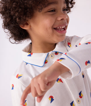 Children's Long-Sleeved Buttoned Printed Cotton Pyjamas