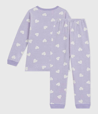 Children's Long-Sleeved Heart-Print Velour Pyjamas