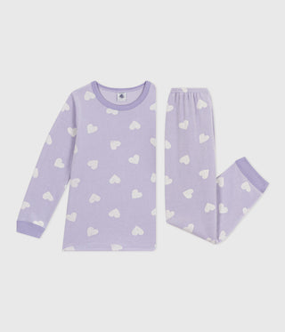 Children's Long-Sleeved Heart-Print Velour Pyjamas
