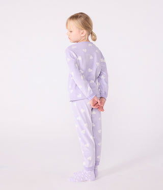 Children's Long-Sleeved Heart-Print Velour Pyjamas