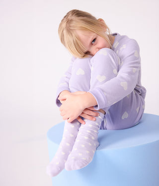 Children's Long-Sleeved Heart-Print Velour Pyjamas