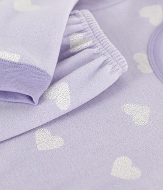 Children's Long-Sleeved Heart-Print Velour Pyjamas