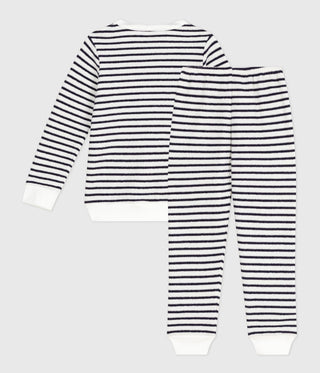 Children's Long-Sleeved Stripy Cotton Terry Pyjamas
