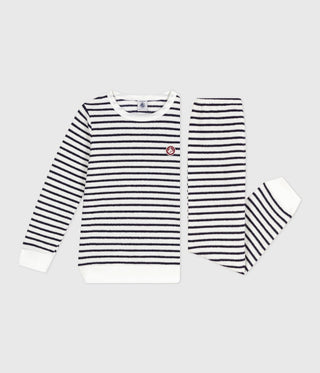 Children's Long-Sleeved Stripy Cotton Terry Pyjamas